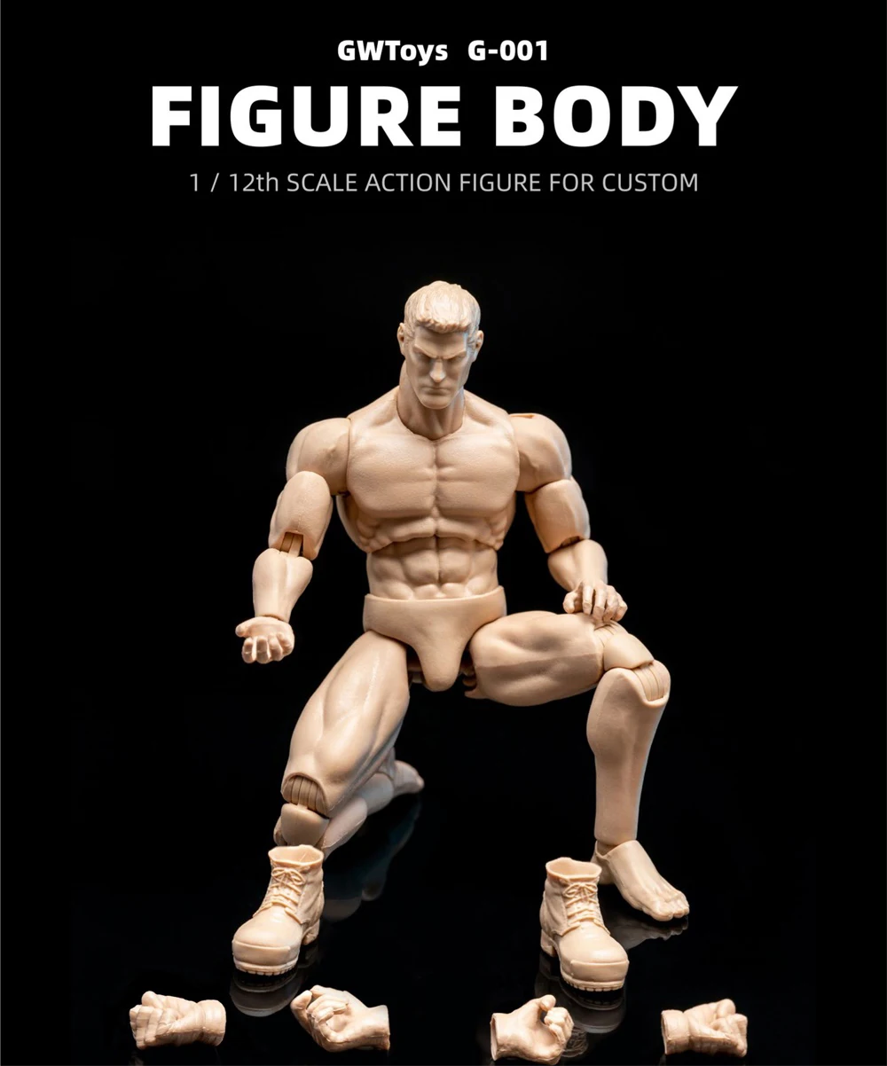 GWToys G001 1/12th Super Flexible Strong Muscle Action Figure Body Doll  Model Toy DIY 16cm