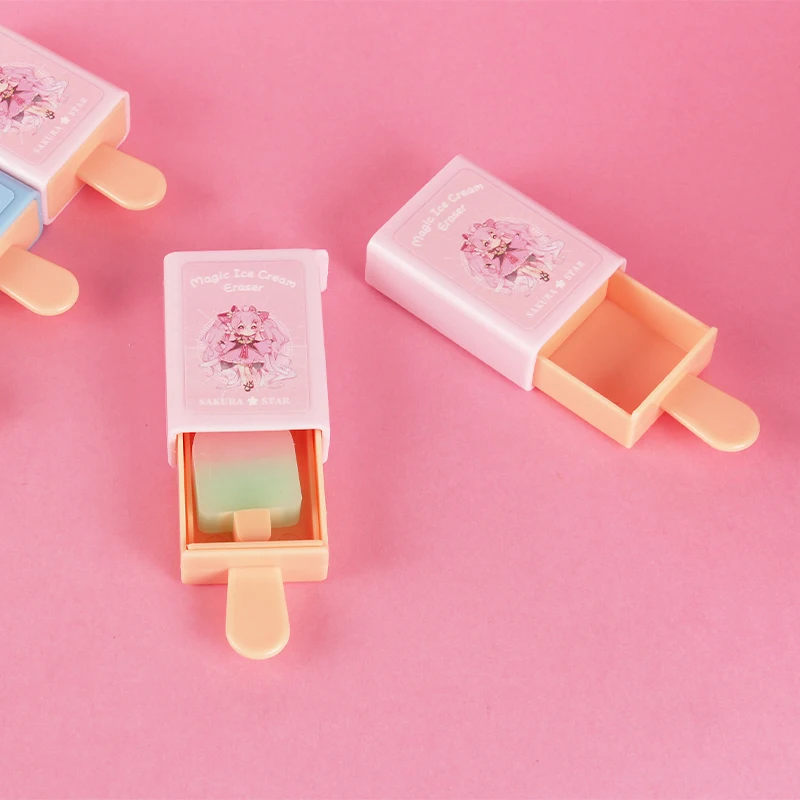1 PCS Cartoon Cute Kawaii Magic Ice Cream Rubber Eraser pencil eraser For Kids Novelty Stationery Office School Supplies