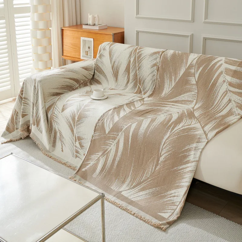 Chenille Floral Sofa Towel with Tassels Four Seasons Universal Anti-slip Camping Picnic Blanket Relax Beach Mat Couch Cover