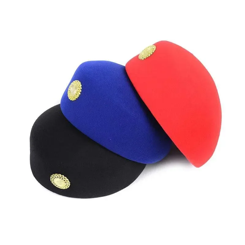 

Drum Team Beret Hat For Women Air Stewardess Cosplay Hats Woolen Music Party Cap Modern Dance Cap Festival Supplies