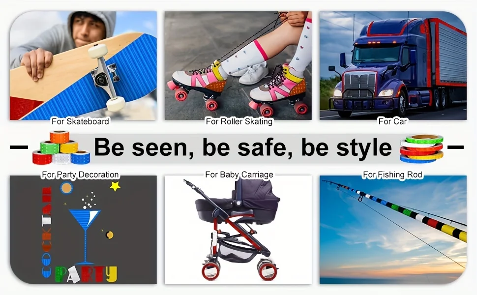 Description Picture 4 of item5m Reflective Tape PVC Bicycle Wheels Reflect Fluorescent Sticker Bike Reflective Sticker Strip Tape For Cycling Warning Safety