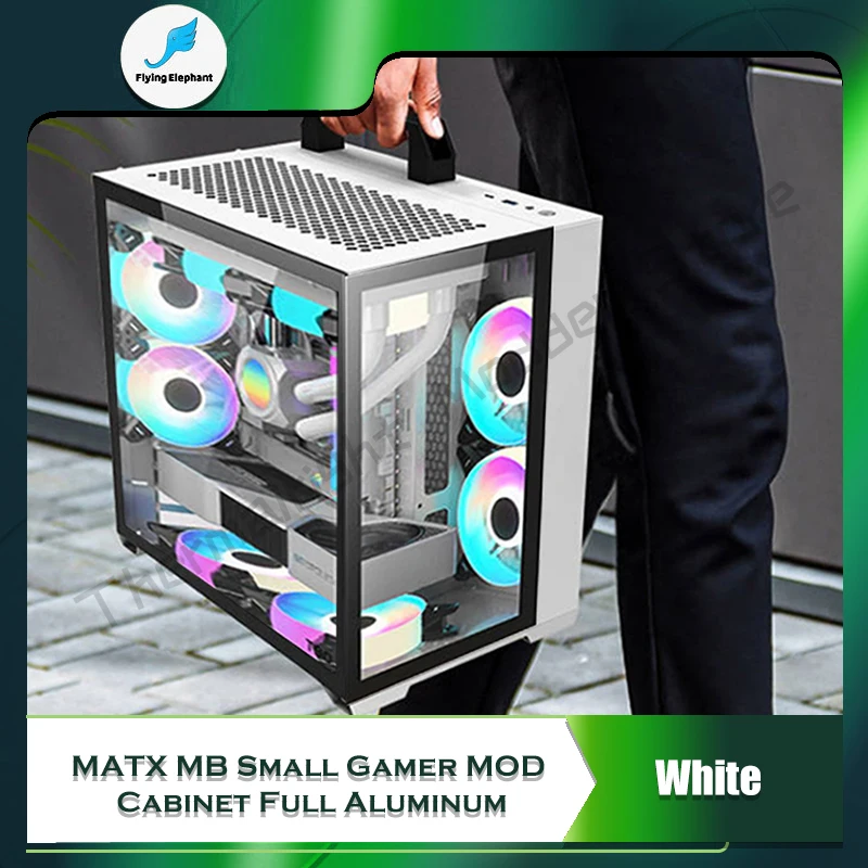 

Hand-Held ITX Small Case Transmissive 2 Sides Glass Support 240 Watercooler/MATX ITX MB Small Gamer MOD Cabinet