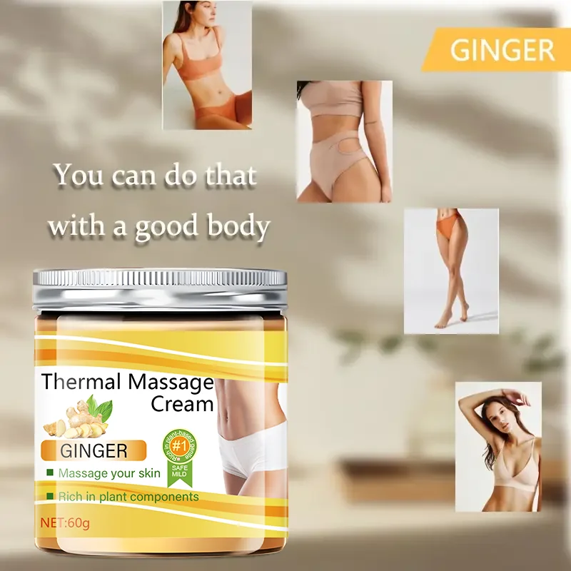 Crema idratante per il corpo allo zenzero da 60 g - Adatta per la crema da massaggio per il corpo, che può anche abbinare la cura della pelle allo stesso tempo, la struttura della crema è leggera e non grassa unisex, facile da assorbire 5