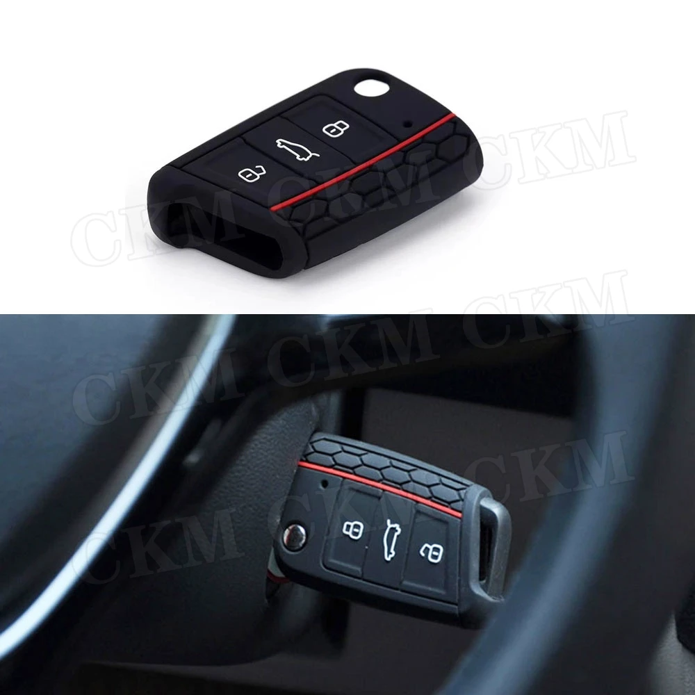 Car Accessories Silicone Car Key Cover Case for Volkswagen VW Golf 7 MK7 Car Accessories Key Cases 3 Buttons Remote Control Protector Cover