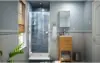 Lumen 34-35 in W by 72 in H Semi-Frameless Hinged Shower Door in Chrome Clear tempered glass shower door 2