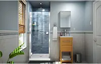 Lumen 34-35 in W by 72 in H Semi-Frameless Hinged Shower Door in Chrome Clear tempered glass shower door 2
