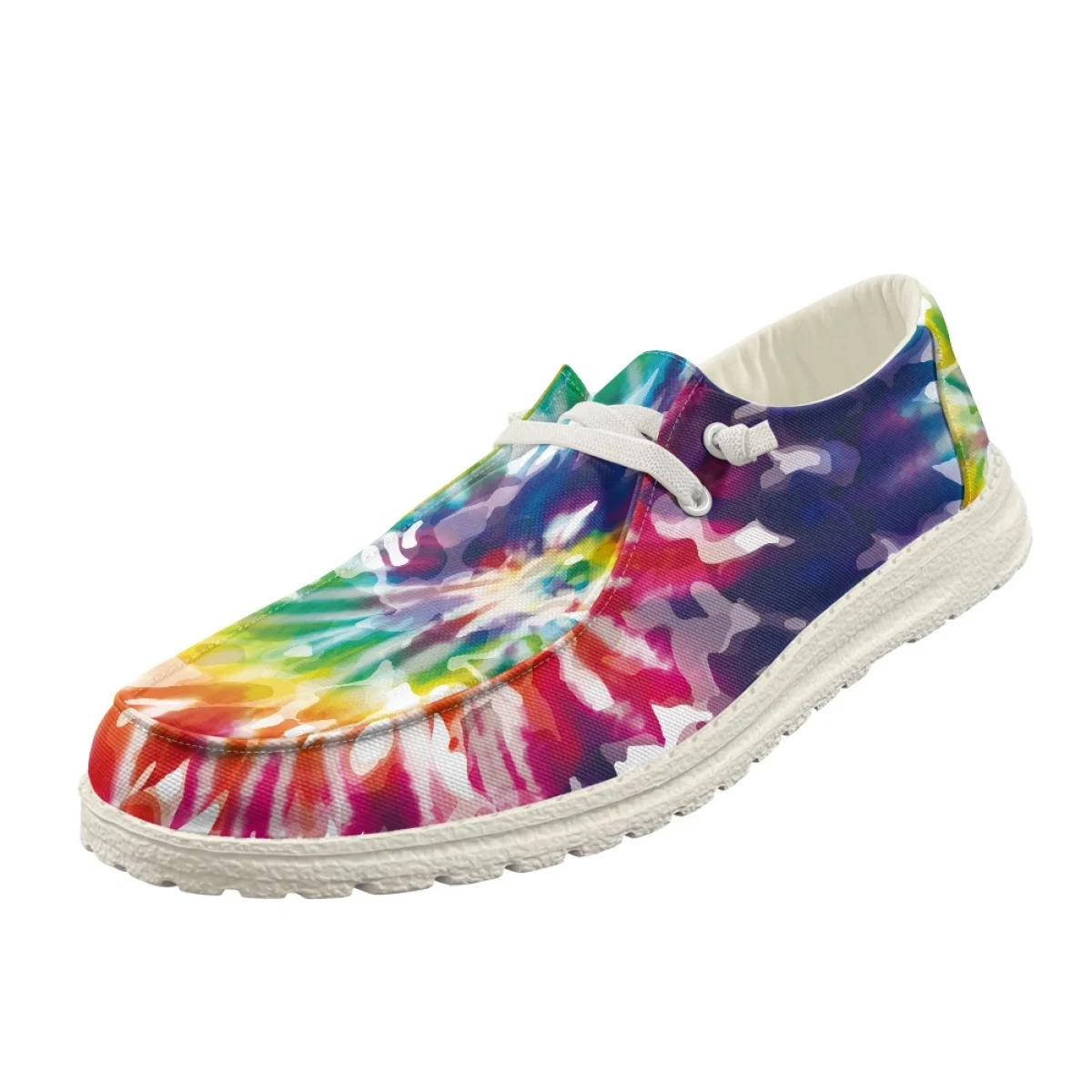 

ELVISWORD Color Gradient Tie Dye Print Lightweight Comfortable Shoes for Men Women New Trendy White Black Sole Soft Sneakers New