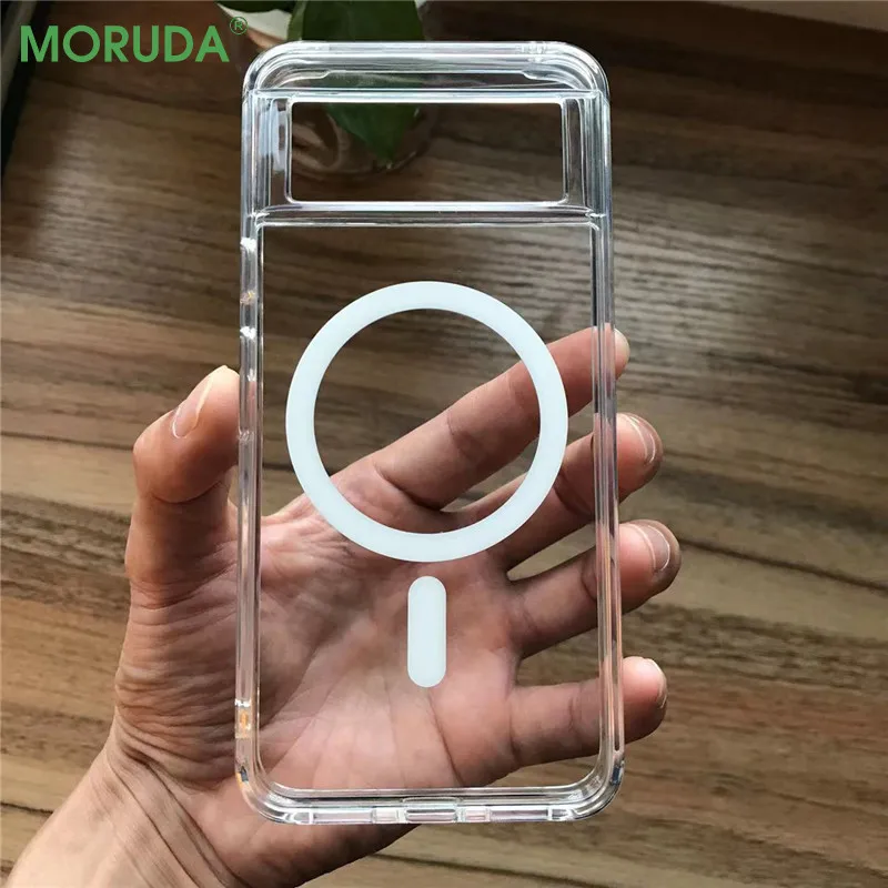 Фото Прозрачный магнитный беспроводной зарядный чехол для телефона Pixel 8Pro, для Google Pixel 7 8 8Pro 7A Magsafe, Ультратонкий силиконовый мягкий чехол №1