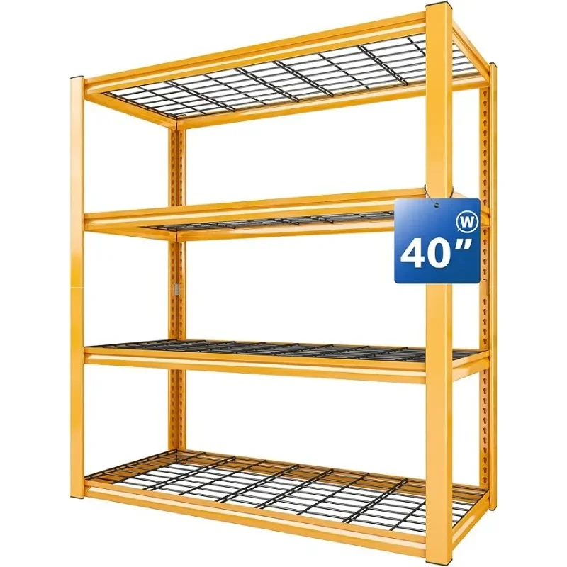 

REIBII 40"W Garage Shelving Heavy Duty Loads 2240LBS Garage Storage Shelves Heavy Duty Shelving 4-Tier Adjustable Metal Shelves