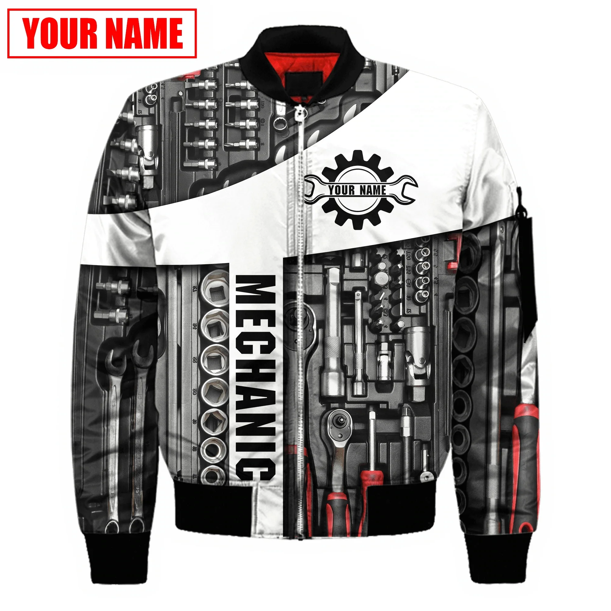 Winter Fashion Men's Bomber Jacket Personalized Name Mechanic 3D Printed warm zipper Jacket casual unisex overcoat coat FX-14