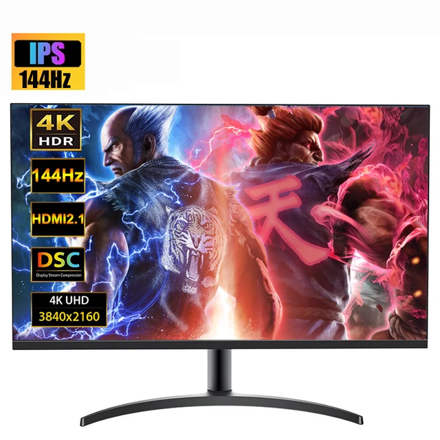 Monitor de juegos 4K de 144 Hz 32 pulgadas, monitor de computadora IPS UHD  rápido, 1 ms, montaje VESA, DSC, altavoces incorporados, sincronización