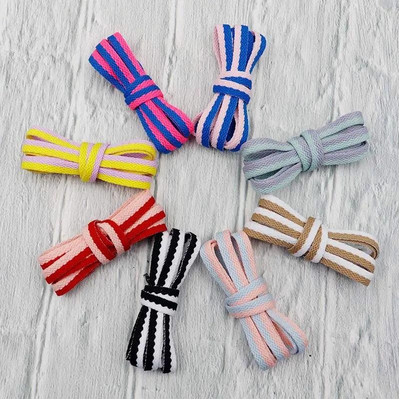 Weiou Lace 8MM Polyester Flatstring Kids Air Sneaker Canvas Casual Tape Hoodie Durable Drawcord 60-100Cm Children Shoe Accessory