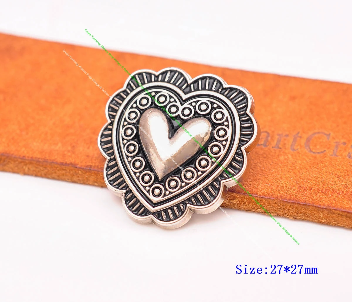 10 stücke 27mm antike Messing Blumen geschnitzt süße Liebe Herz westlichen Sattel Holster Leder Handwerk Gürtel Handtasche Conchos Screw back – Detail 3