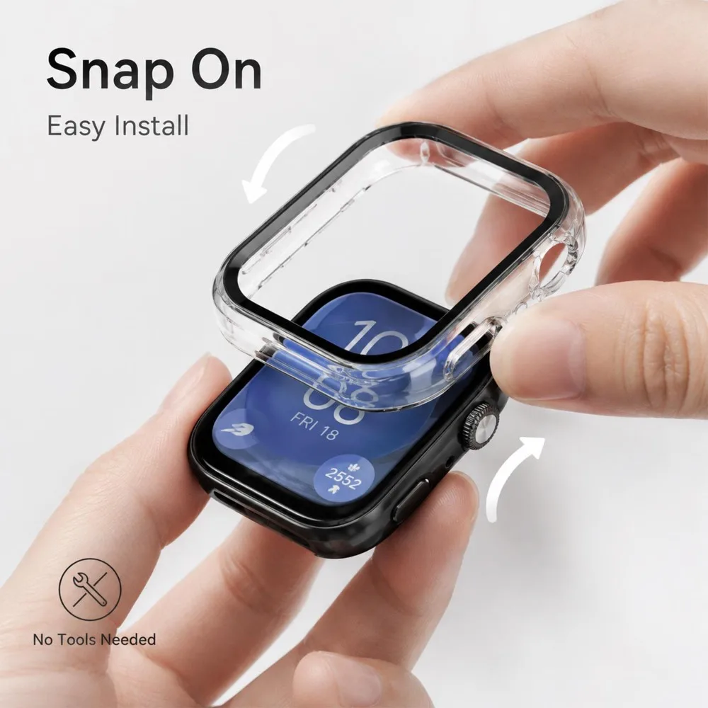 Premium Tempered Glass Screen Protector & Hard PC Protective Bumper for Huawei Watch Fit Series