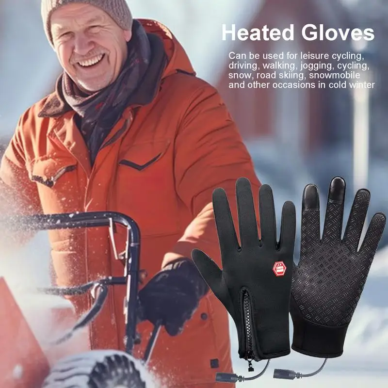 Electric Heated Gloves Winter Moto Heated Gloves Warm Waterproof Rechargeable Heating Thermal Gloves Windproof Skiing Gloves 2