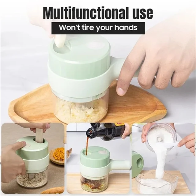 4In1 Multifunctional Electric Vegetable Cutter Slicer Garlic Chopper  Cutting Pressing Mixer Food Slice Vegetable Cutter Cutter