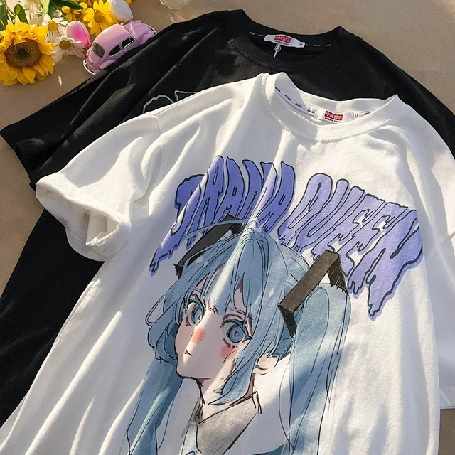 Miku masculina e feminina camiseta anime extragrande, blusa de algodão,  manga curta, kawaii, manga, camiseta gráfica, streetwear verão, roupas para  casal, fofo - AliExpress