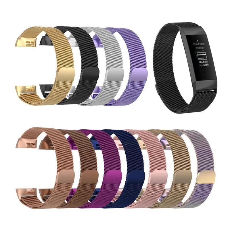 Металлический ремешок Милан для Fitbit Charge 3 4 SE браслет 2 однотонный из нержавеющей