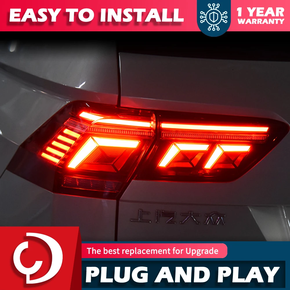Автомобильная лампа AKD для Tiguan L 2017-2021, светодиодная Автомобильная задняя фара в сборе, динамическая подсветка, задняя лампа, обновленная фара для стайлинга автомобиля
