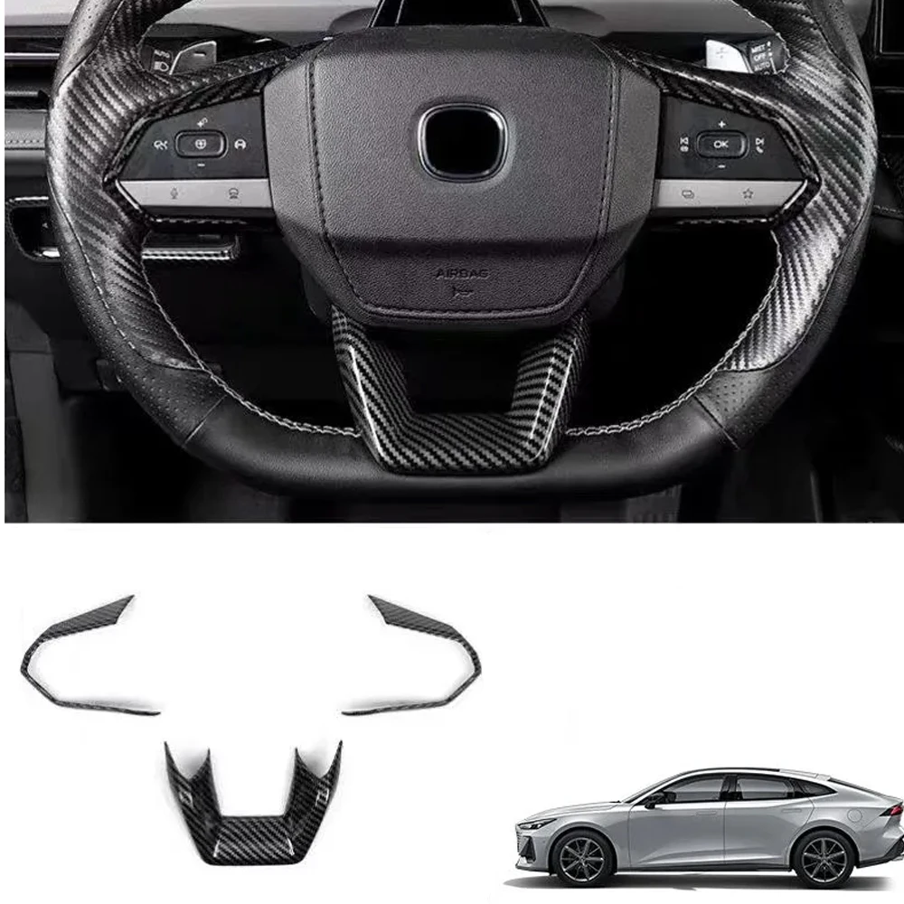 For Changan UNI-V Univ Car Accessories Carbon Fiber Steering Wheel Strip Cover Trim Auto Parts Protector Sticker 2022 2023