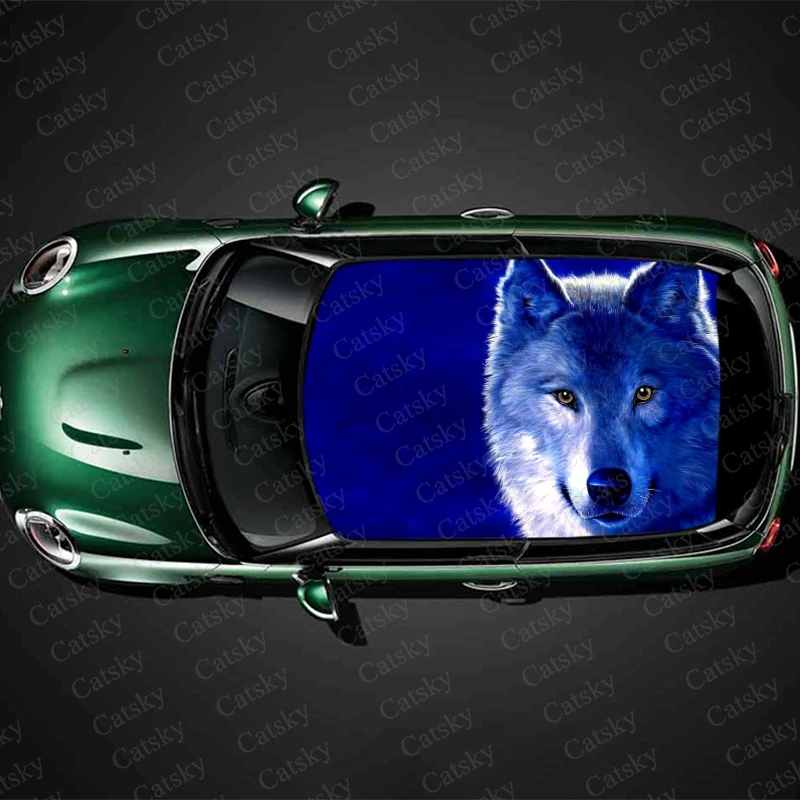 

Custom Animal Ice Wolf Car Roof Sticker Decoration Film SUV Decal Hood Vinyl Decal Graphic Wrap Vehicle Protect Accessories Gift