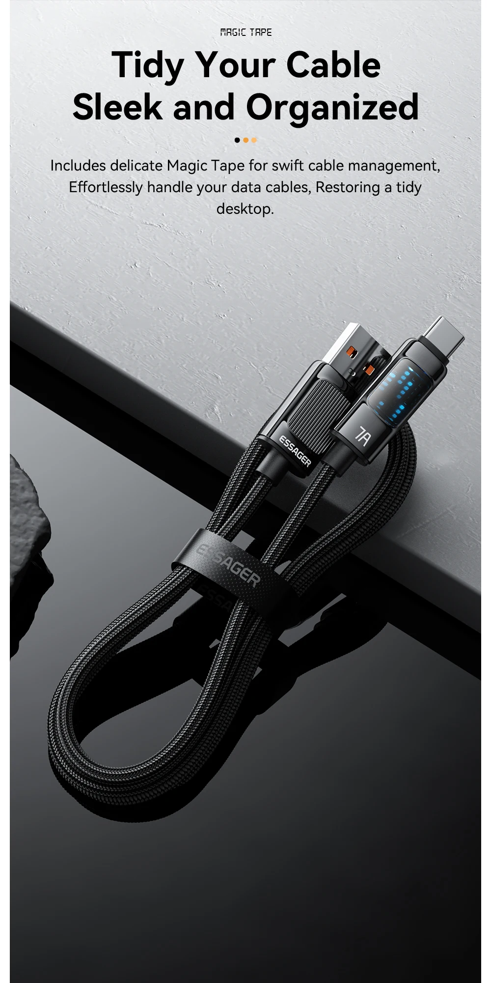 Essager 100W USB Typ C Kabel für Huawei P50 P40 Pro Honor OPPO Schnellladung 7A Schnellladung USB C Ladegerät Datenkabel Drahtkabel – Detail 8