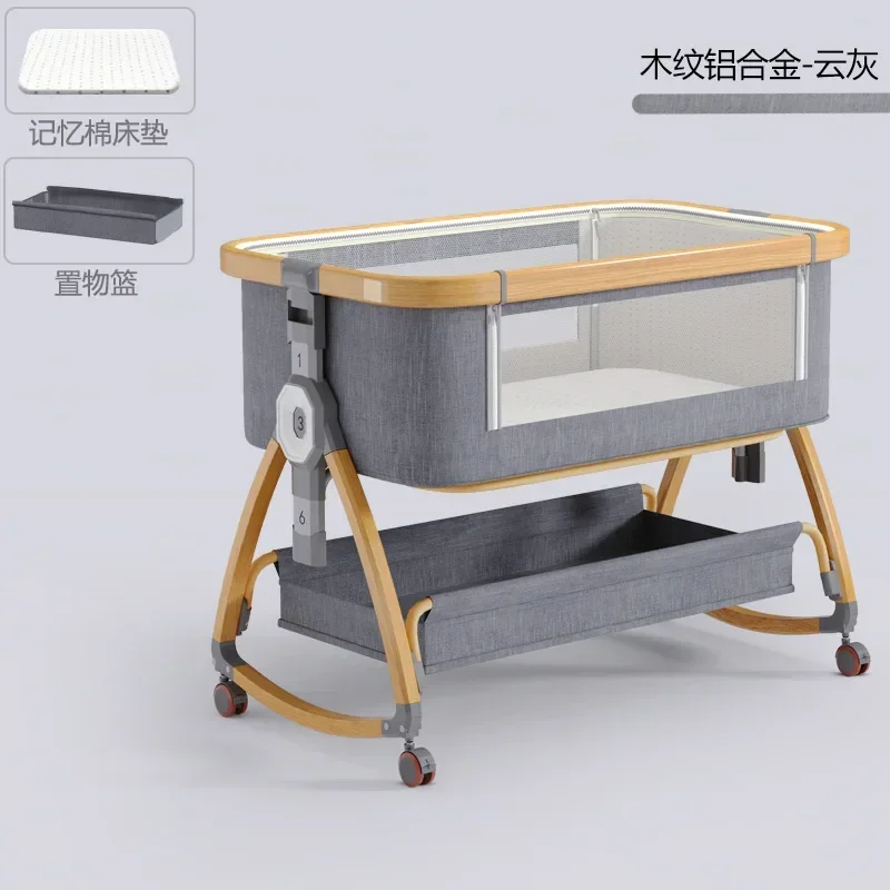 Aluminum Alloy Baby Bed Mobile Portable Cradle Bed Foldable Multi-function Baby Bed Newborn Spliced Bed sofa bed dual use living room multi function foldable single bed economy small apartment bedroom small sofa lazy balcony garden