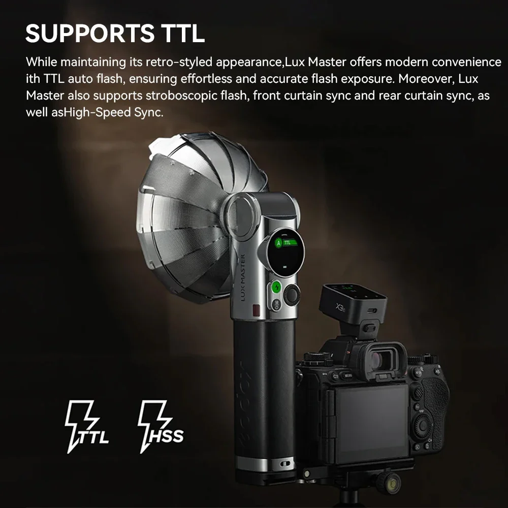 Godox Lux Master Retro Camera Flash with TTL HSS Touch Screen Built-in 2.4G Wireless Receiver Flash Trigger for Sony Nikon Canon On Camera Flash