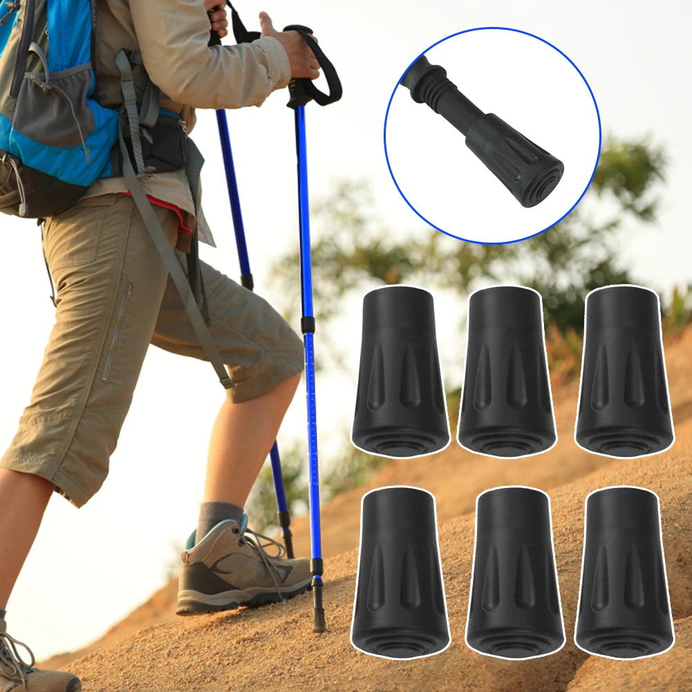 6pcs Trekking Sticks Protector Cap Tip Non-slip Hiking Stick Replacement Tips Buffer Lightweight for Climbing Hiking