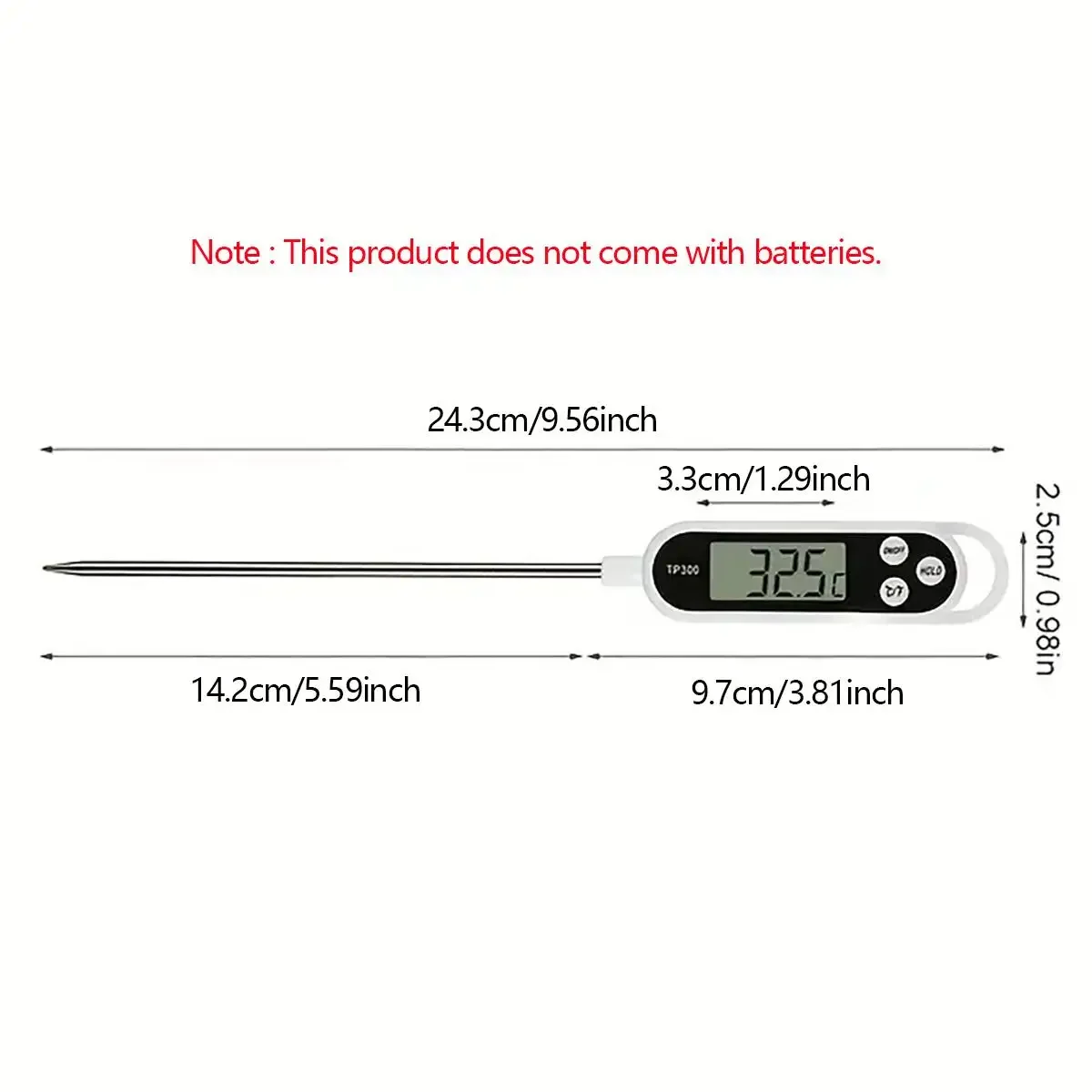 1pc-Stainless Steel Probe Type Household Food Thermometer Pen Type Milk Temperature Cooking Food Thermometer(No battery.)