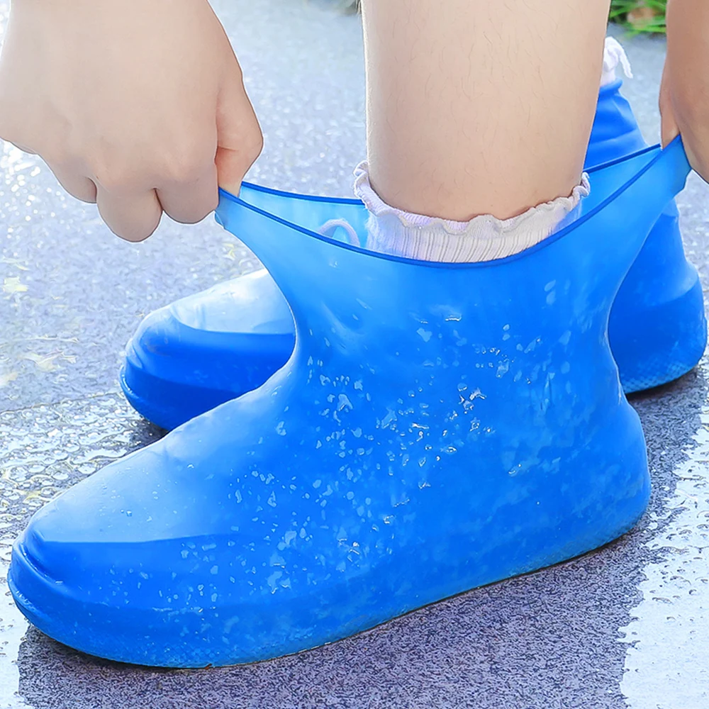 Description Picture 5 of item5/1pairs Shoe Waterproof Covers Outdoor Rubber Rain Boot Cover Non-slip Silicone Shoe Covers Rainy Day Shoe Covers Shoes Gear