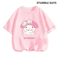 2024 New My Melody Tshirt Anime Summer Multiple Fashion Children's T-shirts Round Neck Casual Short Sleeve Print Trucksuit 1