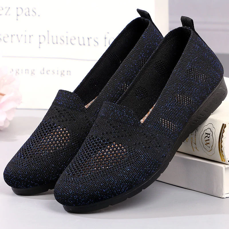 New Mesh Breathable Sneakers Women Breathable Light Slip on Flat Casual Shoes Ladies Loafers Socks Shoes for Women