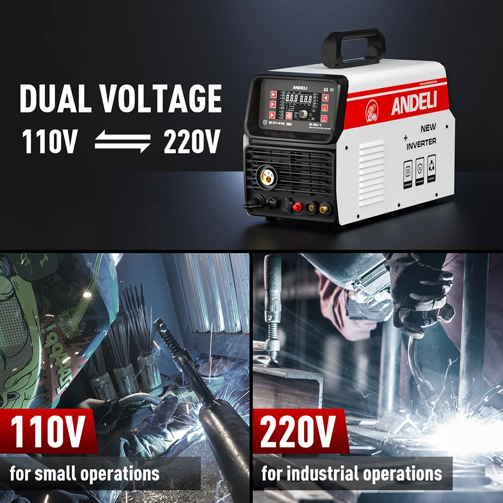 ANDELI 110/220V Plasma Cutting Machine with MIG TIG MMA Non-HF Non-contact Cutting Multiprocess MIG Welder Gas/Gasless Welding 3