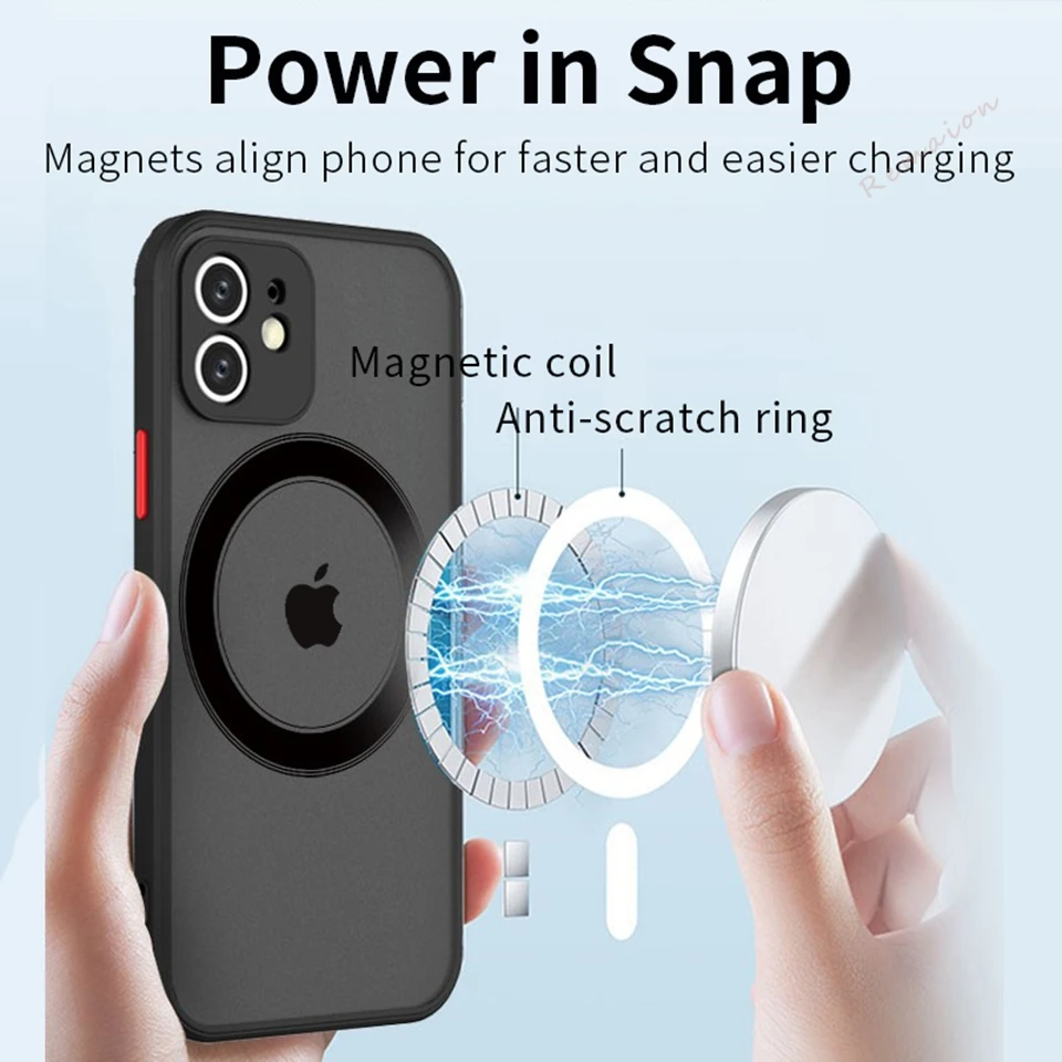 Luxury Color Blocking Hard PC Matte Magnetic Shockproof Magsafe Case
