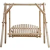 Swing Frame Combination Porch Swing with Stand Log Swing Stand 67 Inch Wooden Porch A-Frame Backyard Chair 1