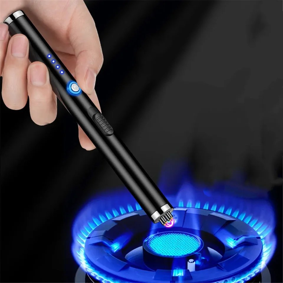 Accendino Elettrico Ad Arco Doppio, Ricarica USB-C, Display LED Carica, Antivento, Compatto E Portatile