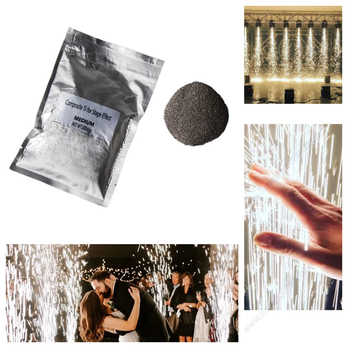 10X 200g/bag MSDS Spain Stock Metal Powder Stage Dmx512 Control Cold Spark Machine Powder for Indoor Outdoor Wedding Sparklers