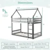 Children Beds, Bunk Bed Twin Over Twin, Wood House Low Bunk Bed with Ladder & Fence Safety Guardrail, Space-Saving 2