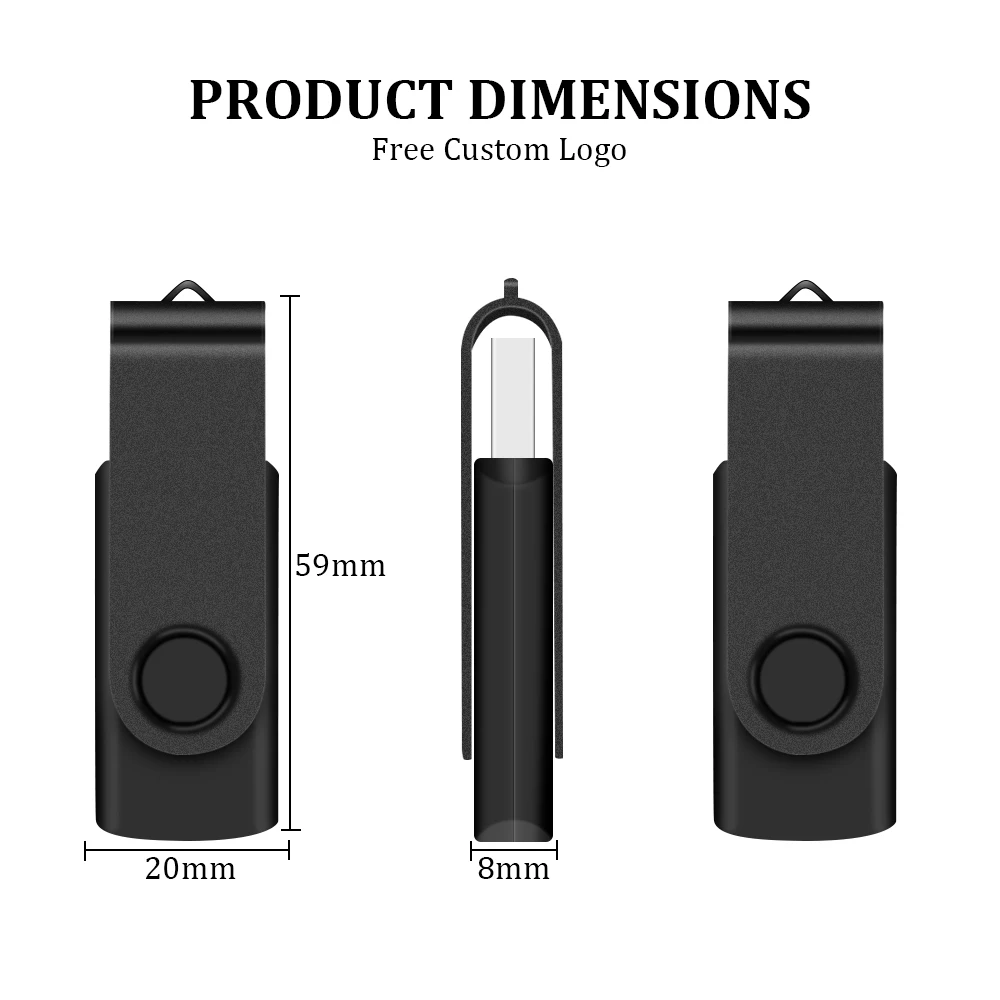 JASTER 실버 회전식 USB 플래시 드라이브 128GB 무료 맞춤형 로고 펜 드라이브 64GB 100% 실제 용량 메모리 스틱 32GB 비즈니스 선물
