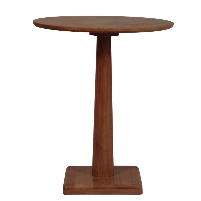 שולחן פדסטל מעץ מלא - שולחן קפה עגול / מרובע לחנות קפה וחנות תה חלב, שולחן ביסטרו מותאם אישית עם רגל בסיס יחידה