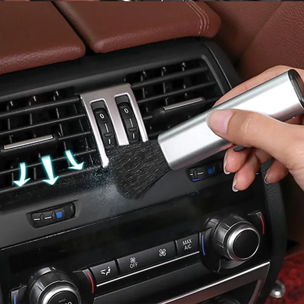 

1Pcs/set Car Auto Kit Air Outlet Cleaning Adjustable Brush Black Silver For Ford Explorer F150 F250 Fiesta Mondeo Fusion MK2 MK4