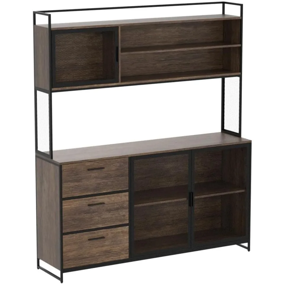 Large Metal Frame Kitchen Storage Cabinet with Drawers