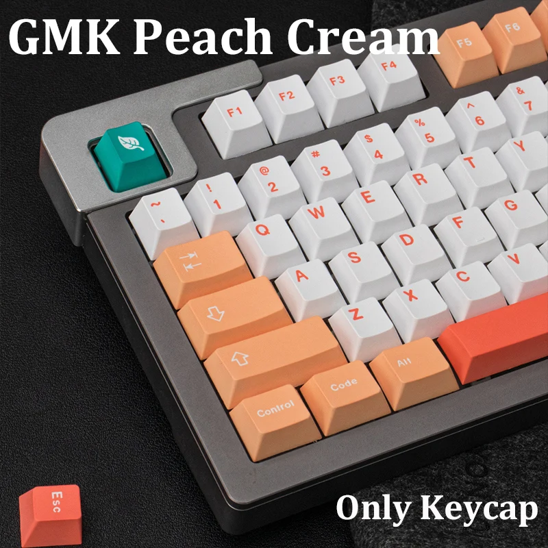 

Gmk Peaches Cream Large Set Cherry Profile Pbt Keycap Dye-Sub English Custom Personality Keycaps For Mechanical Keyboard 61/64/