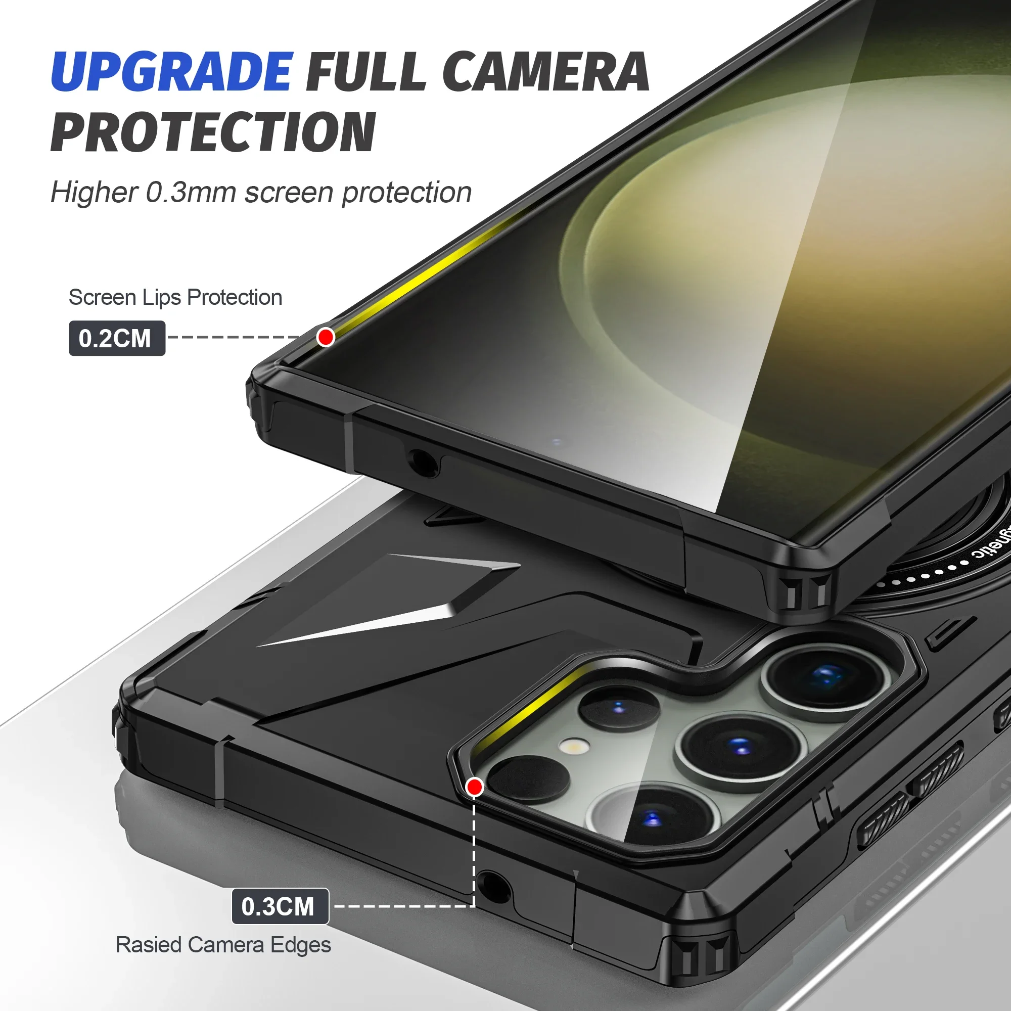 Magnetic Ring Holder Protective Stand Case with Kickstand Feature