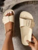 Women's Simple Casual Flat Heel Buckle Slippers Large Size Slippers 6