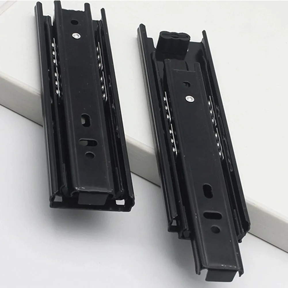 2Pcs Telescopic Ball Bearing Slide Rail 6 Inch Side Mount Telescopic Drawer Rail 3 Section Mounting Drawer Runners Slider