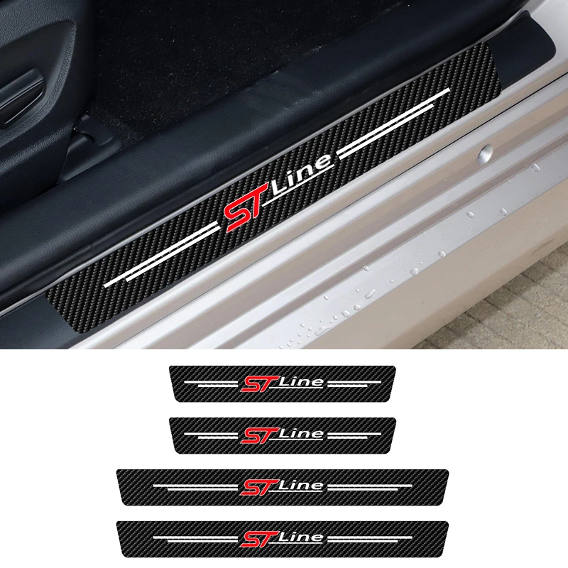 Car Scuff Plate Carbon Fiber Sticker For Ford Focus Fiesta Mondeo