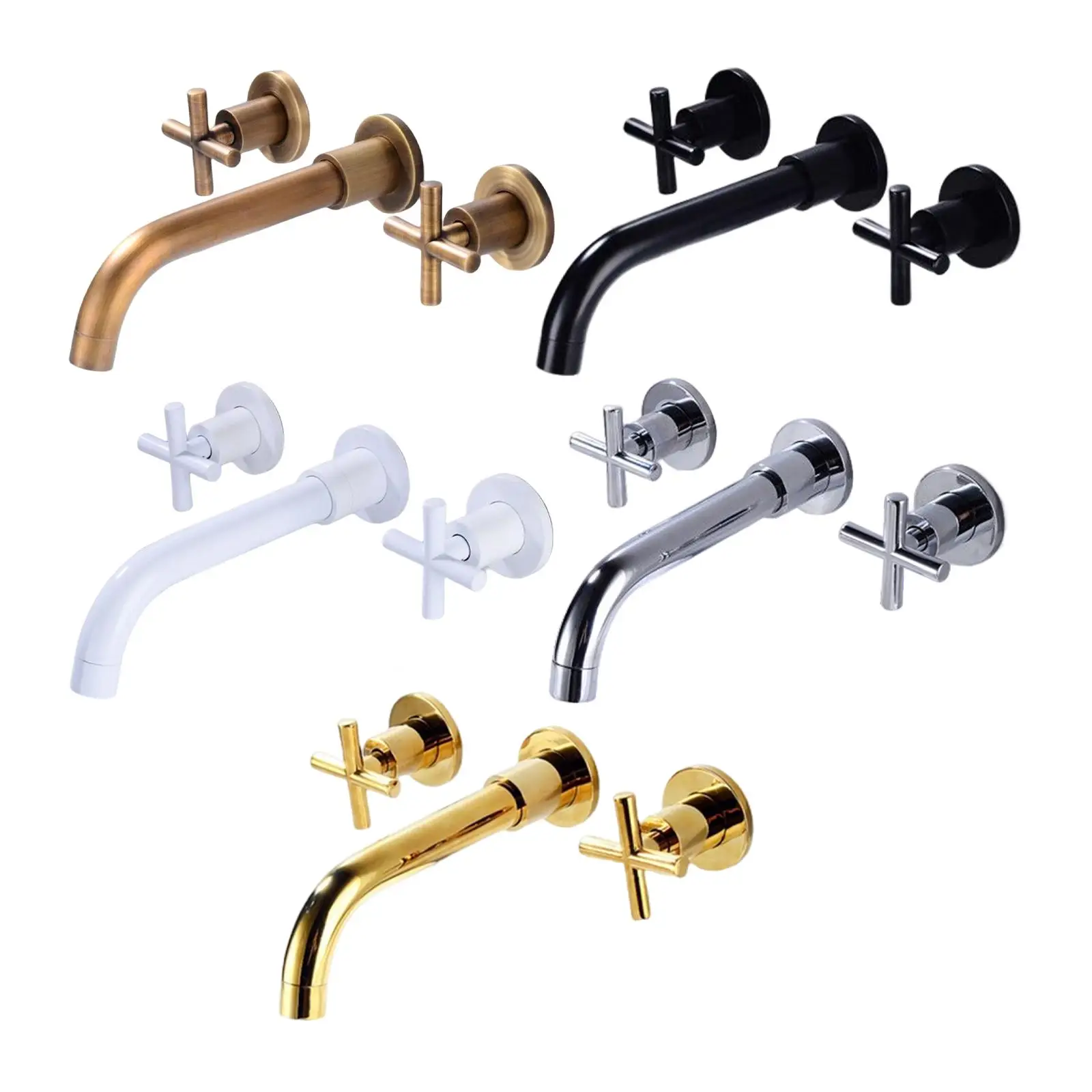 

Bathroom Basin Sink Faucet Bathtub Hot and Cold Faucet Double Cross Handles