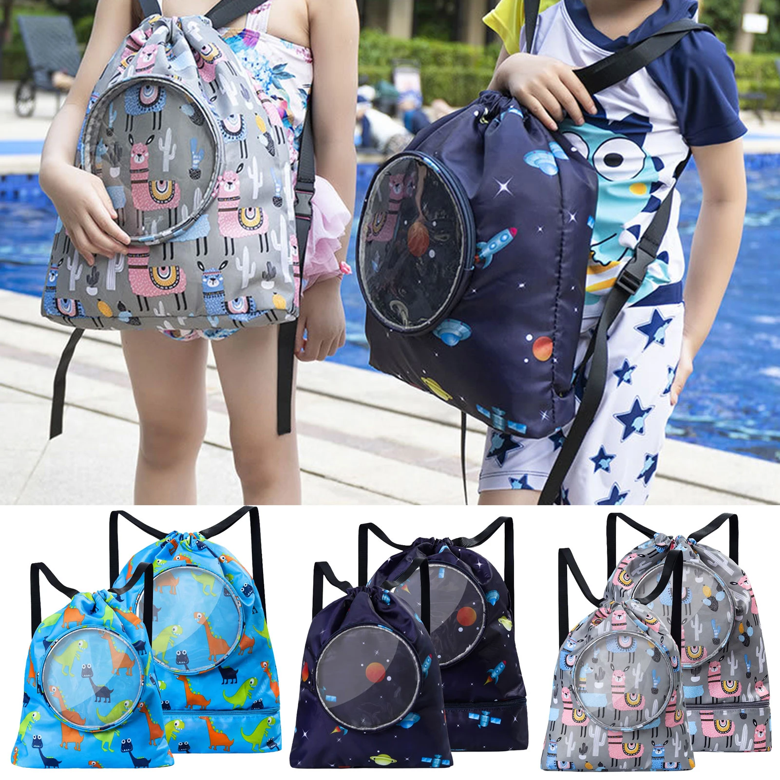 Mochila de natación impermeable para niños, mochila de playa para piscina al aire libre, Combo de bolsas húmedas y secas, bolsa de almacenamiento deportiva ajustable, directo| | - AliExpress